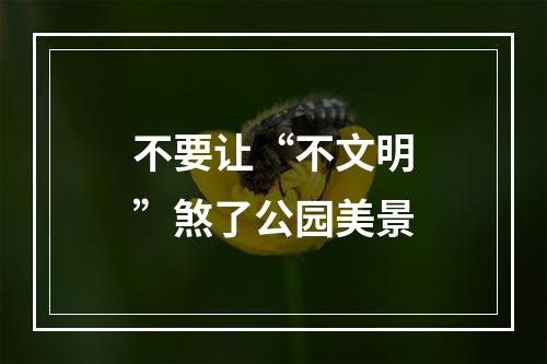 不要让“不文明”煞了公园美景