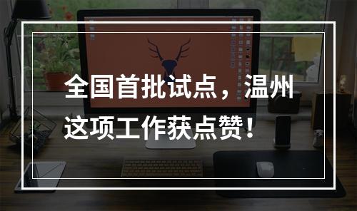 全国首批试点，温州这项工作获点赞！