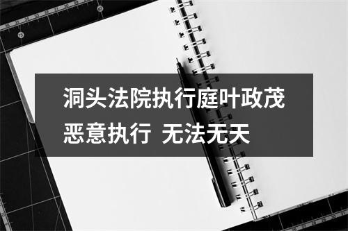 洞头法院执行庭叶政茂恶意执行  无法无天