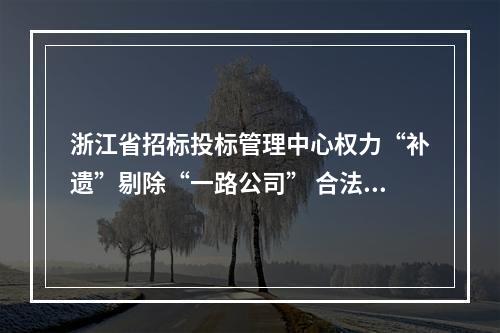 浙江省招标投标管理中心权力“补遗”剔除“一路公司” 合法投标资格(转)