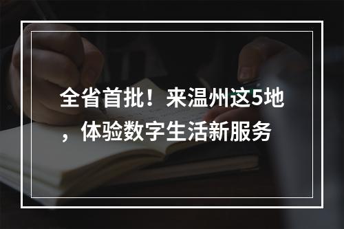 全省首批！来温州这5地，体验数字生活新服务