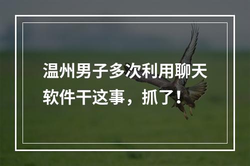 温州男子多次利用聊天软件干这事，抓了！