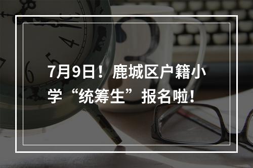 7月9日！鹿城区户籍小学“统筹生”报名啦！
