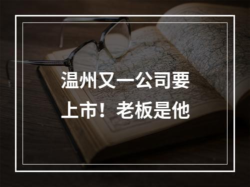 温州又一公司要上市！老板是他