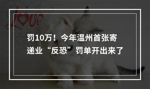 罚10万！今年温州首张寄递业“反恐”罚单开出来了