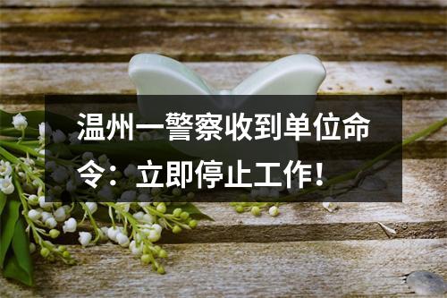 温州一警察收到单位命令：立即停止工作！