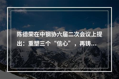 陈德荣在中钢协六届二次会议上提出：重塑三个“信心”，再铸新荣耀，再创新 ...