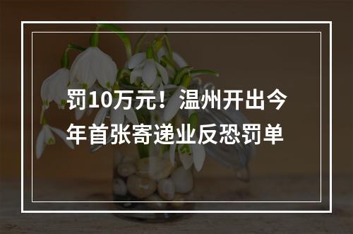 罚10万元！温州开出今年首张寄递业反恐罚单