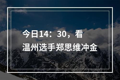 今日14：30，看温州选手郑思维冲金