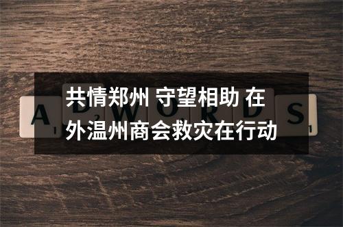 共情郑州 守望相助 在外温州商会救灾在行动