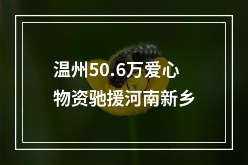 温州50.6万爱心物资驰援河南新乡