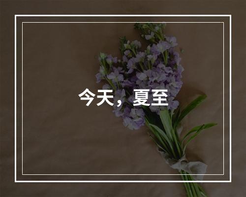 今天，夏至