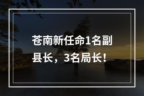 苍南新任命1名副县长，3名局长！
