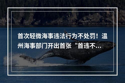 首次轻微海事违法行为不处罚！温州海事部门开出首张“首违不罚”告知承诺书