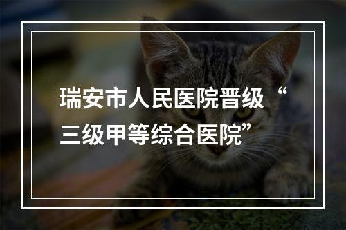 瑞安市人民医院晋级“三级甲等综合医院”