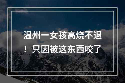 温州一女孩高烧不退！只因被这东西咬了