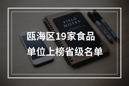 瓯海区19家食品单位上榜省级名单