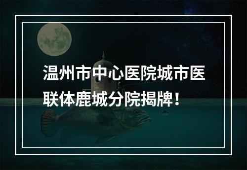 温州市中心医院城市医联体鹿城分院揭牌！