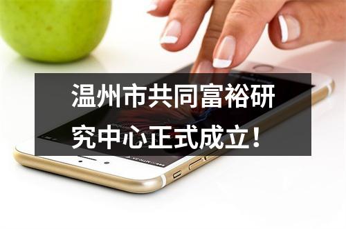 温州市共同富裕研究中心正式成立！