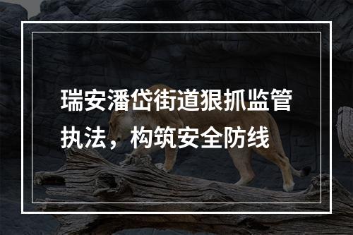 瑞安潘岱街道狠抓监管执法，构筑安全防线