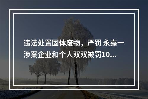 违法处置固体废物，严罚 永嘉一涉案企业和个人双双被罚10万元