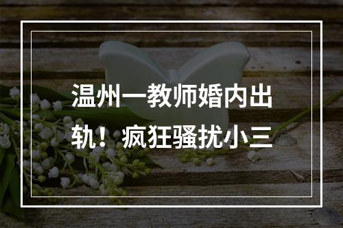 温州一教师婚内出轨！疯狂骚扰小三