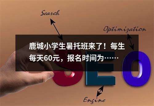 鹿城小学生暑托班来了！每生每天60元，报名时间为……