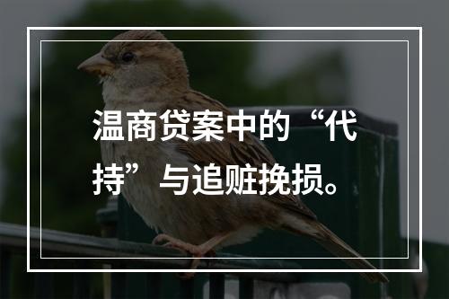 温商贷案中的“代持”与追赃挽损。