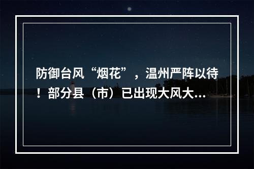 防御台风“烟花”，温州严阵以待！部分县（市）已出现大风大雨