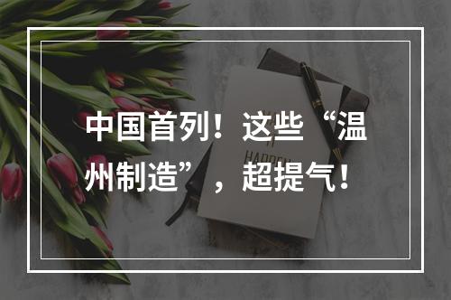 中国首列！这些“温州制造”，超提气！