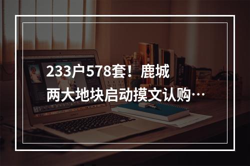 233户578套！鹿城两大地块启动摸文认购…