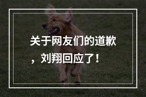 关于网友们的道歉，刘翔回应了！