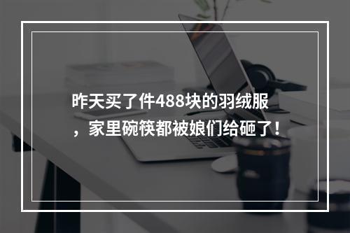 昨天买了件488块的羽绒服，家里碗筷都被娘们给砸了！