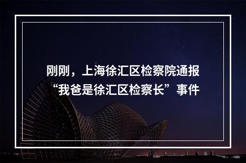 刚刚，上海徐汇区检察院通报“我爸是徐汇区检察长”事件