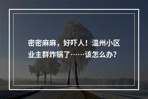 密密麻麻，好吓人！温州小区业主群炸锅了……该怎么办？