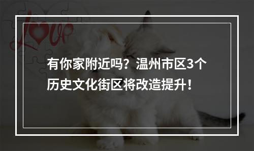 有你家附近吗？温州市区3个历史文化街区将改造提升！