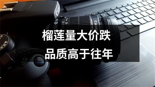 榴莲量大价跌  品质高于往年