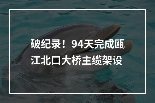 破纪录！94天完成瓯江北口大桥主缆架设