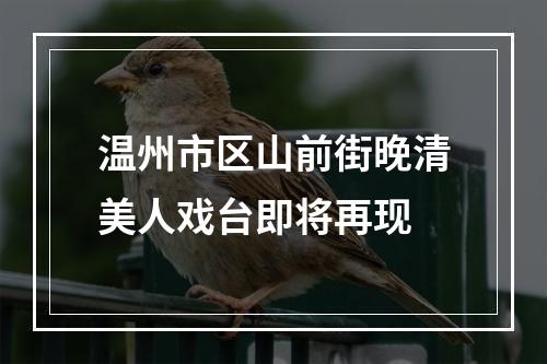 温州市区山前街晚清美人戏台即将再现