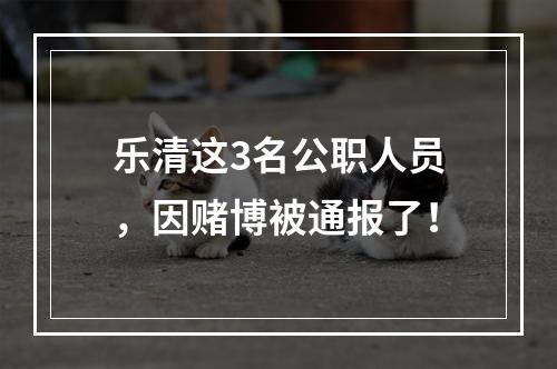 乐清这3名公职人员，因赌博被通报了！