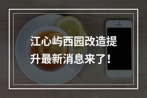 江心屿西园改造提升最新消息来了！