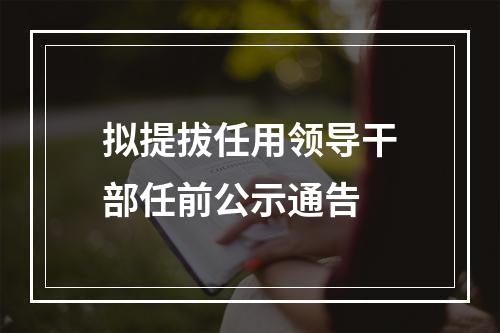 拟提拔任用领导干部任前公示通告