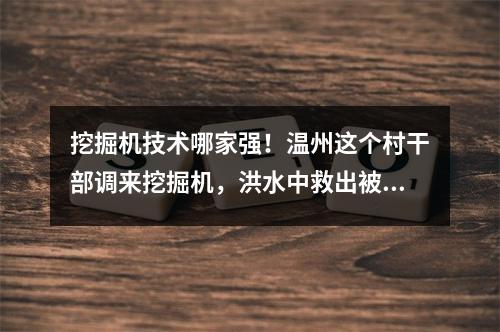 挖掘机技术哪家强！温州这个村干部调来挖掘机，洪水中救出被困的四人