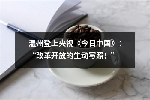 温州登上央视《今日中国》：“改革开放的生动写照！”