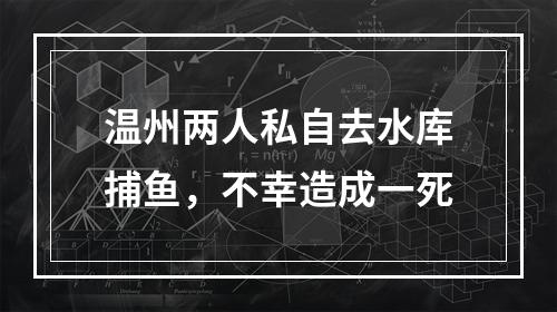 温州两人私自去水库捕鱼，不幸造成一死