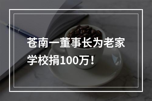 苍南一董事长为老家学校捐100万！