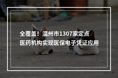 全覆盖！温州市1307家定点医药机构实现医保电子凭证应用