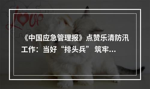 《中国应急管理报》点赞乐清防汛工作：当好“排头兵” 筑牢“安全堤”