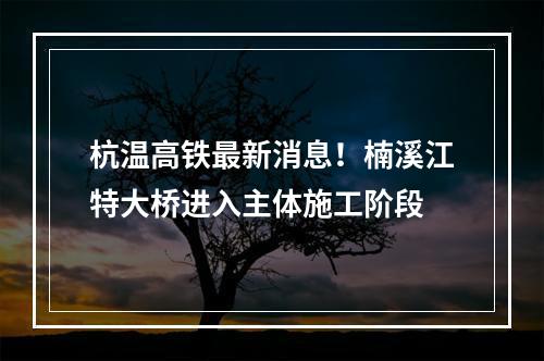 杭温高铁最新消息！楠溪江特大桥进入主体施工阶段