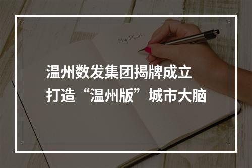 温州数发集团揭牌成立 打造“温州版”城市大脑